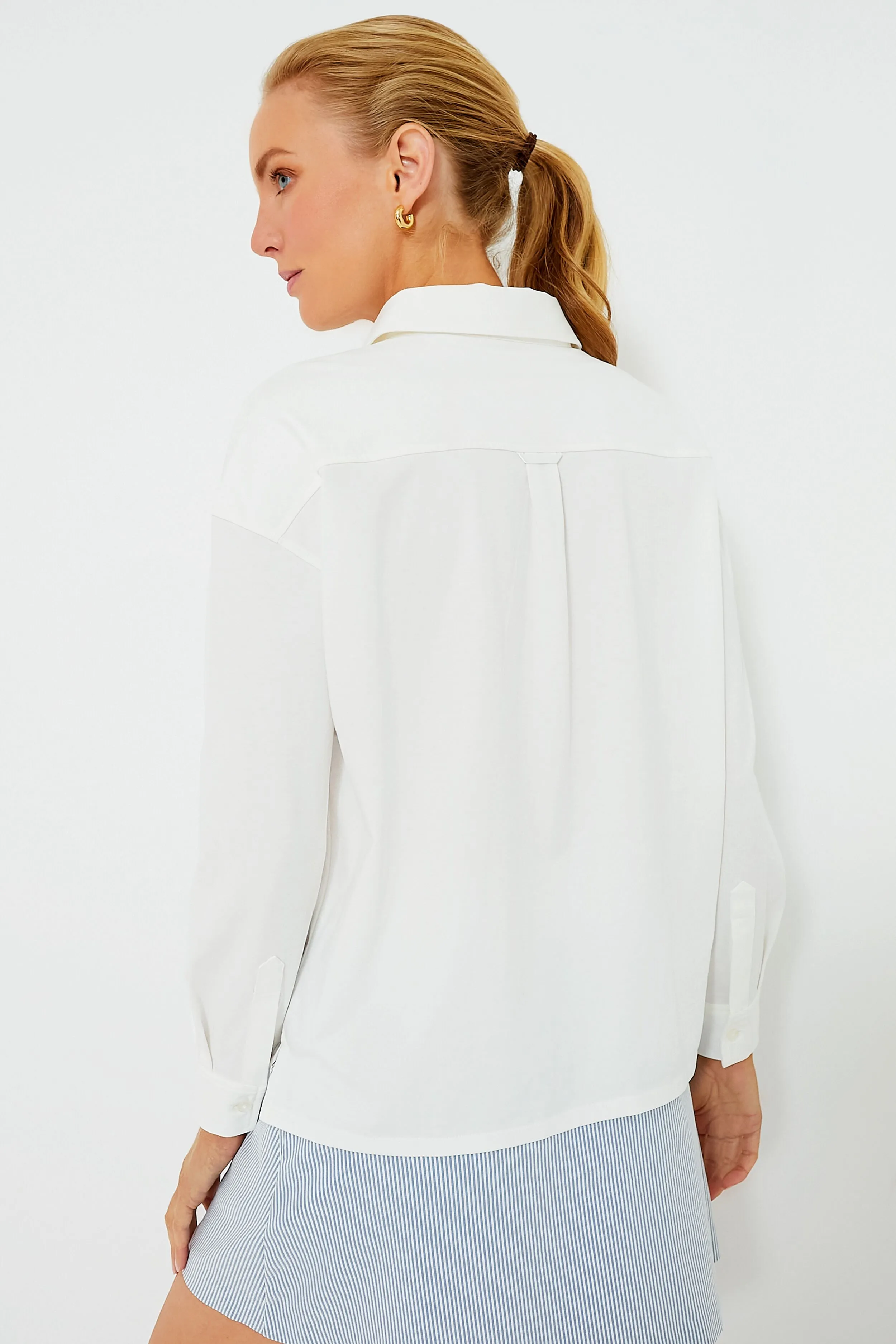 White Long Sleeve Performance Cotton Harrison Polo